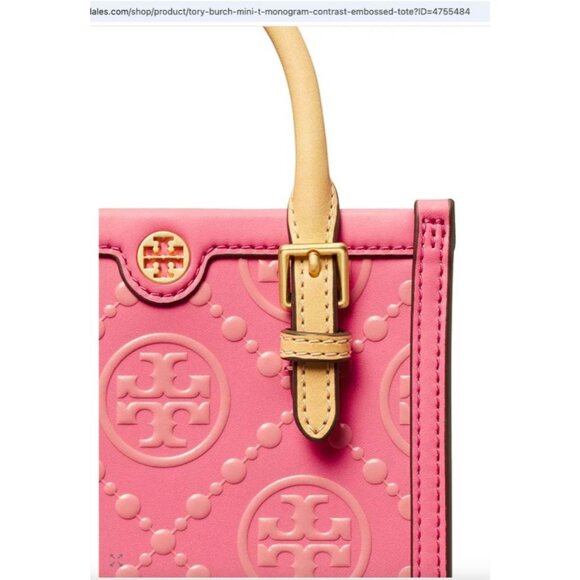 Brand New Tory Burch Mini T Monogram Contrast Embossed Tote - Picture 3 of 12
